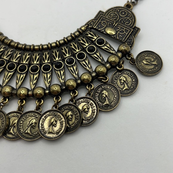 Coin chocker cleopatra style statement necklace costume boho indie unique - Picture 4 of 12